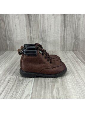 Jumping Jacks Boots Kids Toddler 6.5 M Vintage Brown Leather Moc Toe Work Boots